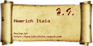 Hemrich Itala névjegykártya